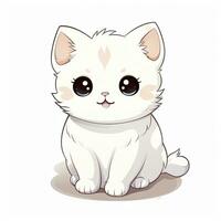 ai gegenereerd schattig kawaii kat clip art icoon wit achtergrond. ai gegenereerd foto