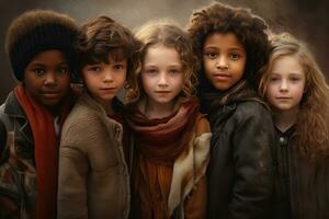 ai gegenereerd verscheidenheid etnisch kinderen foto