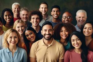 ai gegenereerd multi etnisch verschillend groep van mensen foto