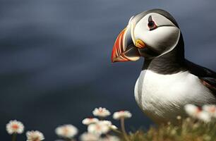 ai gegenereerd atlantic papegaaiduiker vogel. ai gegenereerd foto