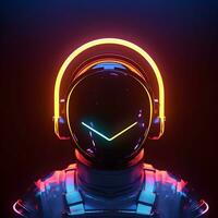 ai gegenereerd portret van astronaut of ruimtevaarder met neon licht. foto