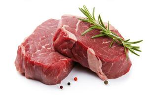 ai gegenereerd filet steak rundvlees vlees geïsoleerd Aan wit achtergrond. ai gegenereerd foto