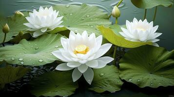 ai gegenereerd wit lotus bloem in water. ai gegenereerd foto