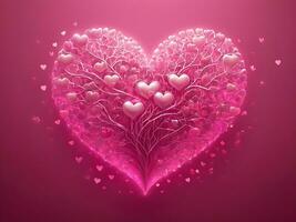 ai gegenereerd Valentijnsdag dag liefde ai weergegeven gloeiend harten Aan roze backdrop foto