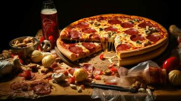 ai gegenereerd zout ongezond pizza voedsel foto