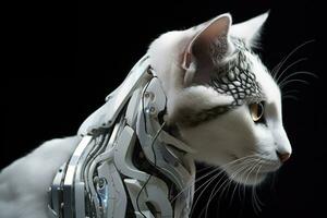 ai gegenereerd kunstmatig intelligentie- robot kat. futuristische concept foto