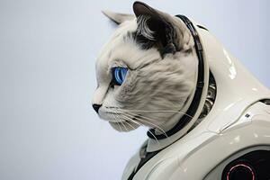 ai gegenereerd kunstmatig intelligentie- robot kat. futuristische concept foto