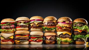 ai gegenereerd heerlijk en smakelijk divers hamburger ai generatief foto