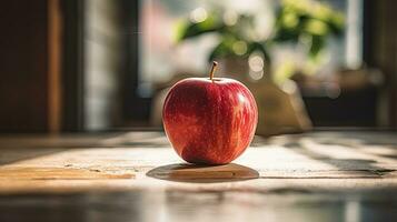 ai gegenereerd portret appel Aan de houten tafel ai generatief foto