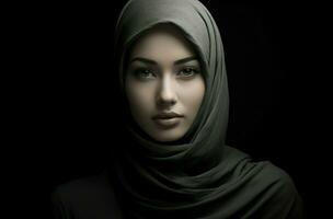 ai gegenereerd intelligent mooi vrouw hijaab. genereren ai foto