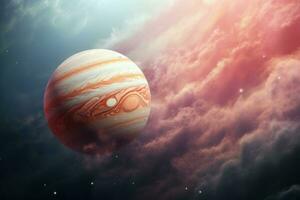 ai gegenereerd majestueus Jupiter planeet wolken. genereren ai foto