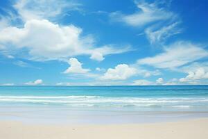 ai gegenereerd adembenemend oceaan strand blauw lucht dag. genereren ai foto