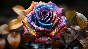 ai gegenereerd fotograaf van veelkleurig rozen met wazig achtergrond foto