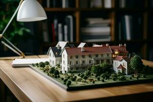 ai gegenereerd model- huis eigendommen miniatuur voorstellingen presentatie van echt landgoed aanbiedingen ai gegenereerd foto