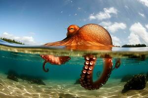 ai gegenereerd gemeenschappelijk Octopus Octopus vulgair. dieren in het wild dier. neurale netwerk ai gegenereerd foto