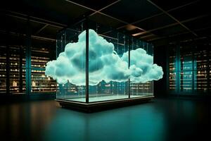 ai gegenereerd stil reuzen wolk berekenen servers verheffen digitaal connectiviteit en rendement foto