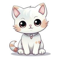 ai gegenereerd schattig kawaii kat clip art icoon wit achtergrond. ai gegenereerd foto