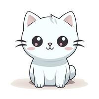 ai gegenereerd schattig kawaii kat clip art icoon wit achtergrond. ai gegenereerd foto