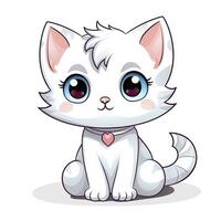 ai gegenereerd schattig kawaii kat clip art icoon wit achtergrond. ai gegenereerd foto