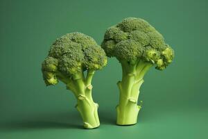 ai gegenereerd twee broccoli stukken geregeld Aan achtergrond. ai gegenereerd foto