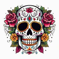 ai gegenereerd Mexicaans rozen schedel. Mexicaans rozen schedel. dia de los Muertos sjoeger kleurrijk hoofd. ai gegenereerd foto