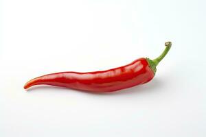 ai gegenereerd een rood Chili peper is geïsoleerd Aan een wit achtergrond. ai gegenereerd foto