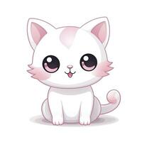 ai gegenereerd schattig kawaii kat clip art icoon wit achtergrond. ai gegenereerd foto