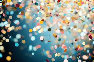 ai gegenereerd felicitatie- achtergrond met gekleurde confetti. hoog kwaliteit foto