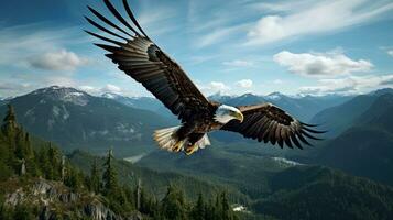 ai gegenereerd Amerikaans kaal adelaar in de natuur achtergrond foto