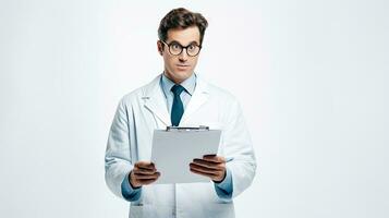 ai gegenereerd portret van een professioneel medisch dokter in een klinisch instelling foto