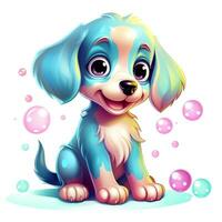 ai gegenereerd schattig regenboog hond. sticker clip art. ai gegenereerd. foto