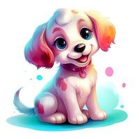 ai gegenereerd schattig regenboog hond. sticker clip art. ai gegenereerd. foto