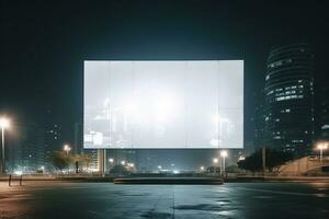ai gegenereerd stedelijk elegantie advertentie wit lichtbak reclameborden in uniek framing foto
