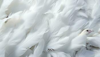 ai gegenereerd ingewikkeld gedetailleerd digitaal kunst van wit veer structuur achtergrond met groot vogel veren foto