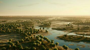 ai gegenereerd water delta oases landschap foto