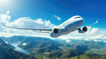 ai gegenereerd reizen vervoer vliegtuig achtergrond foto