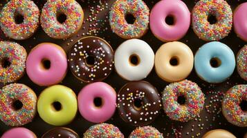 ai gegenereerd suikerglazuur hagelslag donut voedsel foto