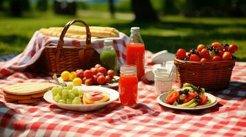 ai gegenereerd salade familie picknick voedsel foto