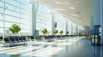 ai gegenereerd terminal interieur luchthaven achtergrond foto