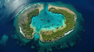 ai gegenereerd paradijs koraal eiland atol foto