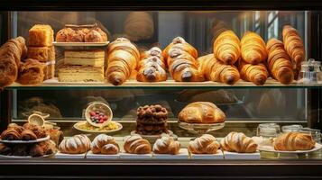 ai gegenereerd Frans maaltijd croissant voedsel foto