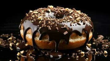 ai gegenereerd traktatie chocola donut voedsel foto