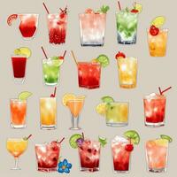 ai gegenereerd cocktail mocktail drankjes verzameling illustratie water kleur gemakkelijk achtergrond foto