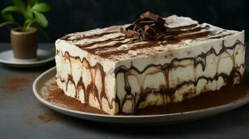 ai gegenereerd koffie mascarpone tiramisu voedsel foto