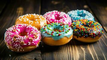 ai gegenereerd bakkerij eten donut voedsel foto