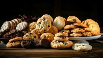 ai gegenereerd suiker biscuits koekjes voedsel foto