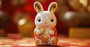 ai gegenereerd Chinese nieuw jaar, jaar van de konijn festival viering achtergrond foto