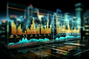 ai gegenereerd snijdend rand financieel in zicht futuristische holografische projectie illustreert financieel trends foto