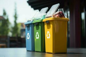 ai gegenereerd plastic bewustzijn recycling bak visueel benadrukt verantwoordelijk verspilling verwijdering foto