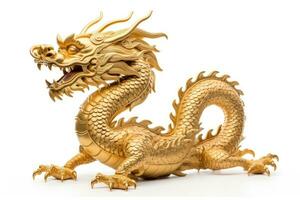 ai gegenereerd gouden Chinese draak. een symbool van geluk en welvaart gedurende Chinese nieuw jaar feesten. foto